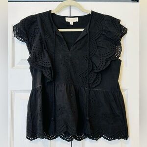 NWOT Black Eyelet Top